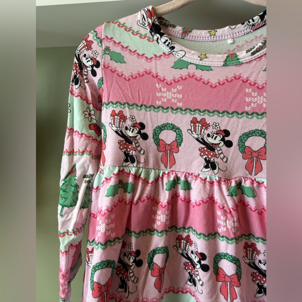 Posh Peanut Minnie Mouse Disney Fair Isle Bamboo Ruffled Bodysuit Twirl Dress - Picture 2 of 7